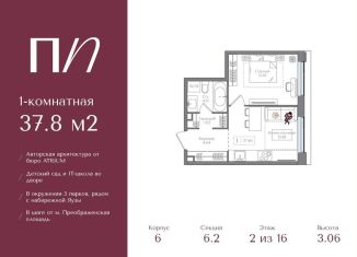 Продажа 1-комнатной квартиры, 37.8 м2, Москва, метро Электрозаводская