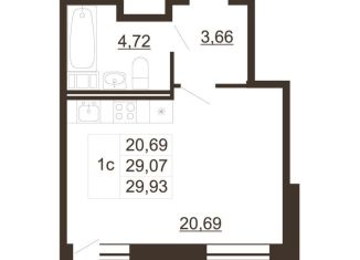 Продаю квартиру студию, 29.9 м2, Ленинградская область, улица Хохлова, 16