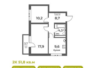 Продам 2-ком. квартиру, 51.8 м2, Пермский край, Уфимская улица, 4