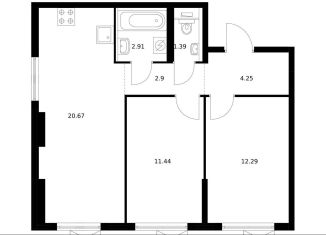 Продаю 2-ком. квартиру, 55.9 м2, Москва, жилой комплекс Юнино, 1.1