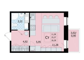 Продаю квартиру студию, 26.3 м2, Ленинградская область