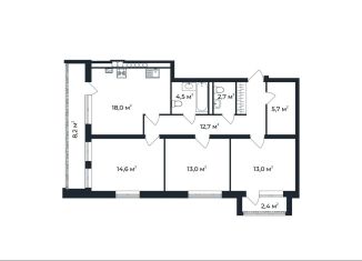 3-ком. квартира на продажу, 89 м2, посёлок Доброград, улица Долголетия, 2к3