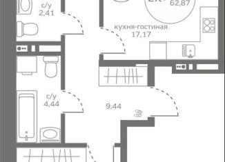 Продажа 2-комнатной квартиры, 61.5 м2, деревня Патрушева, улица Петра Ершова, 8