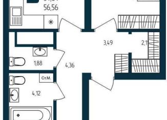 Продажа двухкомнатной квартиры, 54.8 м2, Москва, улица Кулибина