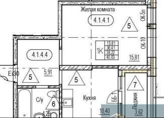 Продам однокомнатную квартиру, 38.2 м2, Воронежская область, набережная Чуева, 7