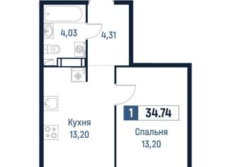 Продается однокомнатная квартира, 34.7 м2, Ленинградская область