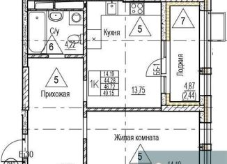 Продается однокомнатная квартира, 46.7 м2, Воронежская область, набережная Чуева, 7