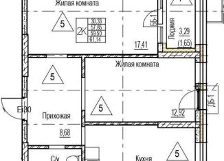 Продам двухкомнатную квартиру, 59.5 м2, Воронеж, Железнодорожный район, набережная Чуева, 7