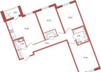 Продаю трехкомнатную квартиру, 78.7 м2, Ленинградская область