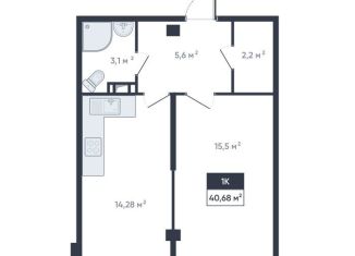 Продается 1-ком. квартира, 40.7 м2, Ленинградская область, улица Шоссе в Лаврики, 64к4