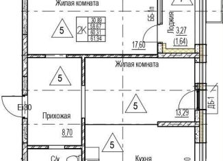 Продажа 2-ком. квартиры, 60.3 м2, Воронеж, Железнодорожный район, набережная Чуева, 7