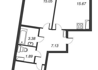 Продается двухкомнатная квартира, 61.7 м2, Ленинградская область