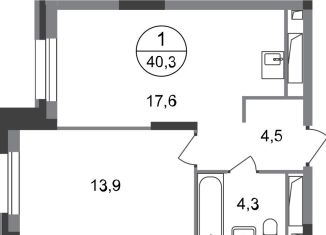 Продаю однокомнатную квартиру, 40.3 м2, Москва