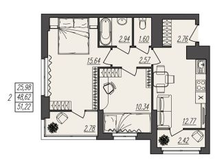 Продается 2-комнатная квартира, 51.2 м2, Волгоградская область