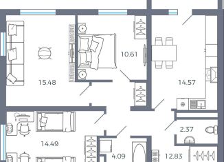 Продаю 3-ком. квартиру, 76.4 м2, село Николаевка