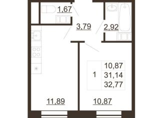 1-ком. квартира на продажу, 32.8 м2, Ленинградская область, улица Хохлова, 16