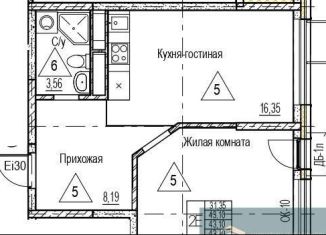 Продам 1-ком. квартиру, 43.1 м2, Воронежская область, набережная Чуева, 7