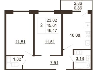 Продается 2-комнатная квартира, 46.5 м2, Гатчина, улица Хохлова, 16