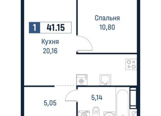 1-ком. квартира на продажу, 41.2 м2, Ленинградская область