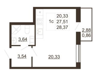 Продам квартиру студию, 28.4 м2, Ленинградская область, улица Хохлова, 16