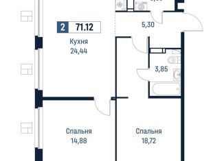 Продается 2-комнатная квартира, 71.1 м2, Ярославль, Романовская улица, 6к2