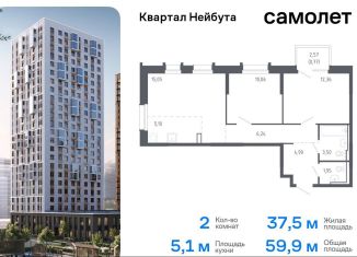 Продается 2-комнатная квартира, 59.9 м2, Владивосток, жилой комплекс Квартал Нейбута, 141к2