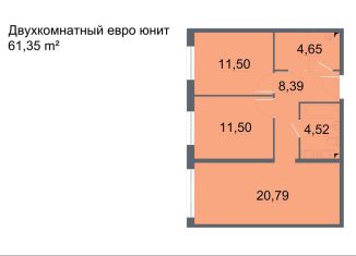 3-комнатная квартира на продажу, 61.4 м2, Санкт-Петербург, проспект Большевиков, уч3, муниципальный округ № 54