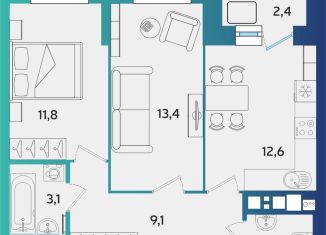 2-комнатная квартира на продажу, 53.2 м2, Ижевск, улица Архитектора П.П. Берша, 44