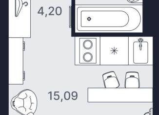 Продам квартиру студию, 24.2 м2, Санкт-Петербург, проспект Большевиков, уч3, муниципальный округ № 54