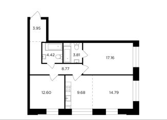 Продаю трехкомнатную квартиру, 75.2 м2, Москва, ЮАО, жилой комплекс Форивер, 7