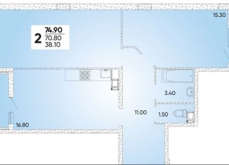 Продается двухкомнатная квартира, 74.9 м2, Краснодар, Прикубанский округ, улица Доблести, 10