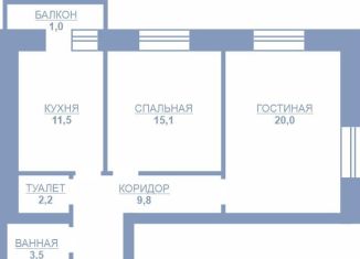 Двухкомнатная квартира на продажу, 62.3 м2, Тамбов, улица Подвойского, 6В