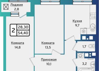 Продажа 2-ком. квартиры, 54.6 м2, Удмуртия