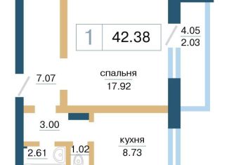 Продам однокомнатную квартиру, 42.4 м2, Красноярский край