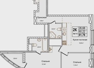 Продам 2-ком. квартиру, 61.8 м2, Нижний Новгород, Московский район