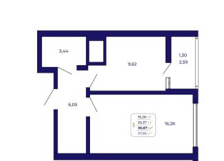 Продам 1-ком. квартиру, 36.7 м2, Республика Башкортостан, улица Героя Попова