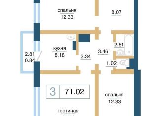 Трехкомнатная квартира на продажу, 71 м2, Красноярский край