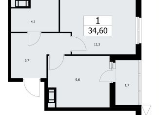 Продам 1-комнатную квартиру, 34.6 м2, Ленинградская область, жилой комплекс А101 Лаголово, 1.1