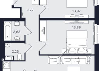 Продажа 3-комнатной квартиры, 65.7 м2, Санкт-Петербург, проспект Большевиков, уч3, муниципальный округ № 54