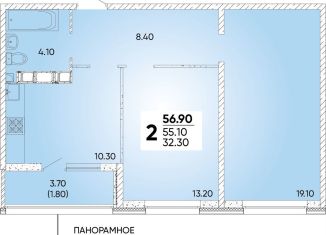 Продам 2-комнатную квартиру, 56.9 м2, Краснодар, Прикубанский округ, улица Доблести, 10