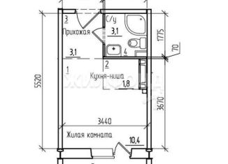 Продажа квартиры студии, 22 м2, посёлок Садовый, микрорайон Околица, 12С