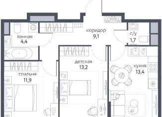 Продам двухкомнатную квартиру, 53.7 м2, Москва, ВАО, Тагильская улица, 2к1