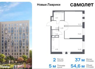 Продается 2-комнатная квартира, 54.6 м2, Ленинградская область, жилой комплекс Новые Лаврики, 1.1