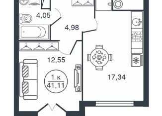 Продаю 1-комнатную квартиру, 41.1 м2, Тверь