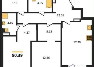 Продаю 2-комнатную квартиру, 80.4 м2, Воронежская область, Ленинградская улица, 29Б