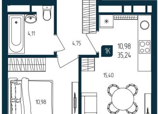 Продажа 1-ком. квартиры, 35.2 м2, Тюмень