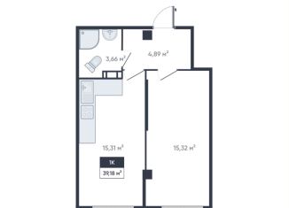 Продажа 1-ком. квартиры, 39.6 м2, Мурино, ЖК Ромашки, улица Шоссе в Лаврики, 95