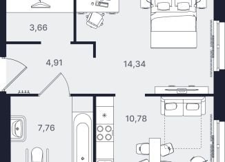 Продаю 1-комнатную квартиру, 41.5 м2, Санкт-Петербург, метро Улица Дыбенко, проспект Большевиков, уч3