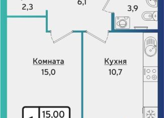 Продам 1-ком. квартиру, 39.5 м2, Ижевск, Устиновский район