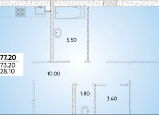 Продается 2-ком. квартира, 77.2 м2, Краснодар, улица Доблести, 10